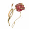 Broche tulipe belge en or jaune et rubis synthétiques 58 Facettes 26128-0328