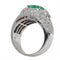59 Bague vintage en or blanc, émeraude colombienne cœur et diamants 58 Facettes 26155-0108