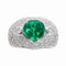 59 Bague vintage en or blanc, émeraude colombienne cœur et diamants 58 Facettes 26155-0108
