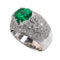 59 Bague vintage en or blanc, émeraude colombienne cœur et diamants 58 Facettes 26155-0108