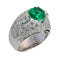 59 Bague vintage en or blanc, émeraude colombienne cœur et diamants 58 Facettes 26155-0108