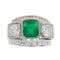 55 Bague en platine avec émeraude et diamants 58 Facettes 26155-0112