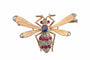 Broche victorienne abeille en or rouge, argent, rubis, diamants et saphir 58 Facettes 26182-0183