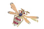 Broche victorienne abeille en or rouge, argent, rubis, diamants et saphir 58 Facettes 26182-0183