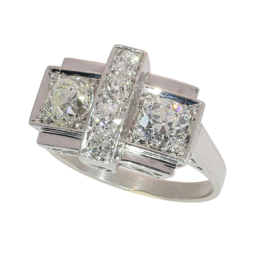 59 Bague Art déco belge en platine et diamants 58 Facettes 26203-0045