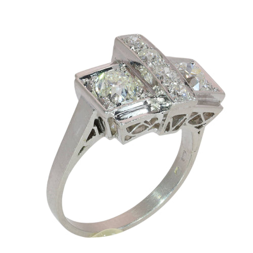 59 Bague Art déco belge en platine et diamants 58 Facettes 26203-0045