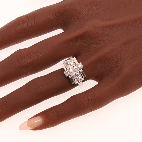 59 Bague Art déco belge en platine et diamants 58 Facettes 26203-0045