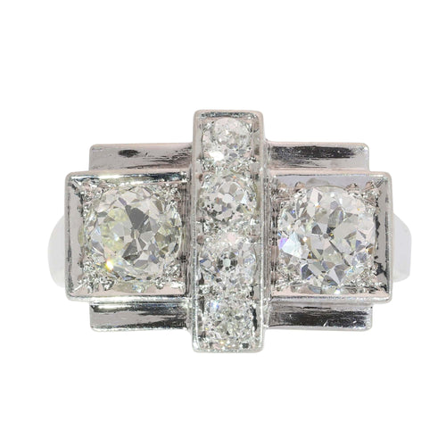 59 Bague Art déco belge en platine et diamants 58 Facettes 26203-0045