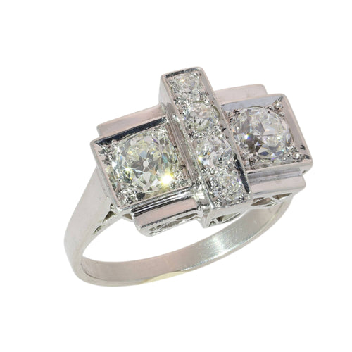 59 Bague Art déco belge en platine et diamants 58 Facettes 26203-0045