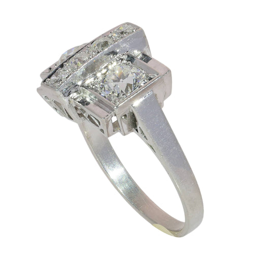 59 Bague Art déco belge en platine et diamants 58 Facettes 26203-0045