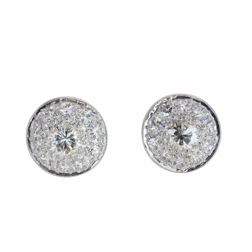 Puces géométriques Art déco en or blanc et diamants 58 Facettes 26203-0088