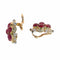 Boucles d'oreilles clips florales en or jaune 18K, rubis et diamants 58 Facettes 26211-0053