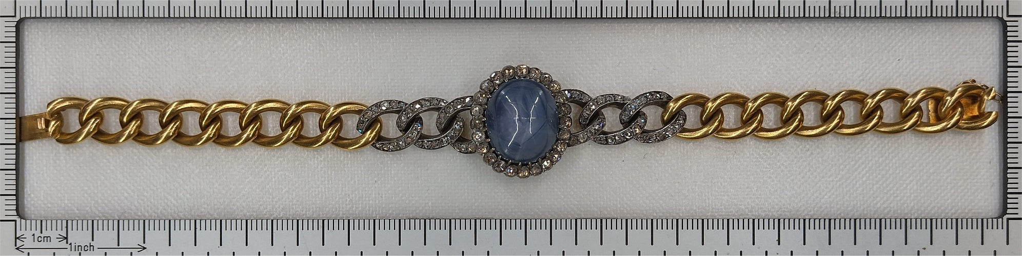 Léon Gariod - Bracelet victorien en or jaune, argent, saphir étoilé et diamants 58 Facettes 26211-0077