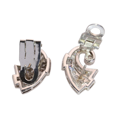 Années 1950 - Boucles d'oreilles clips en platine, or blanc 18K et diamants 58 Facettes 26229-0099