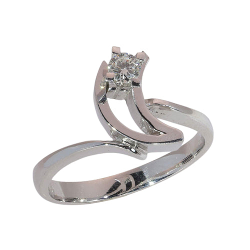 53 Vers 1970 - Bague moderniste en or blanc 18K et diamant 58 Facettes 26232-0179