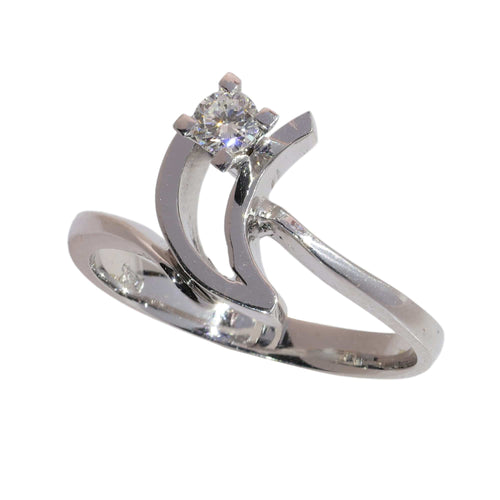 53 Vers 1970 - Bague moderniste en or blanc 18K et diamant 58 Facettes 26232-0179