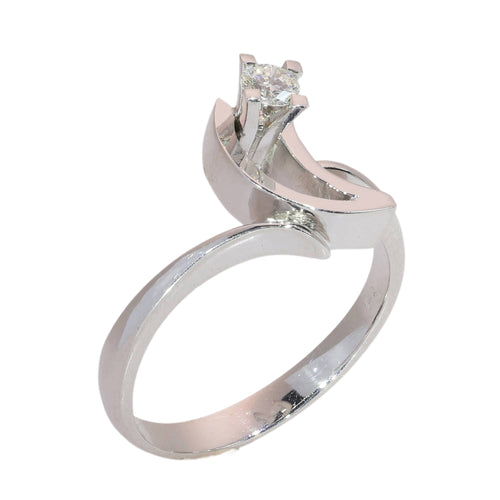 53 Vers 1970 - Bague moderniste en or blanc 18K et diamant 58 Facettes 26232-0179