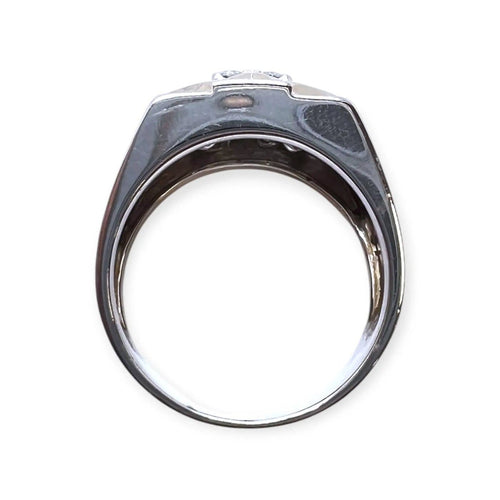 59 Chevalière - Bague en or blanc et diamants 58 Facettes 330097920