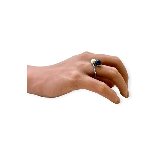 50 Bague toi et moi en or blanc et perles 58 Facettes 330097714