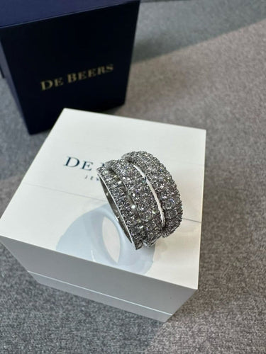 51 De Beers - Bague Five-Row en or blanc et diamants 58 Facettes jnci161