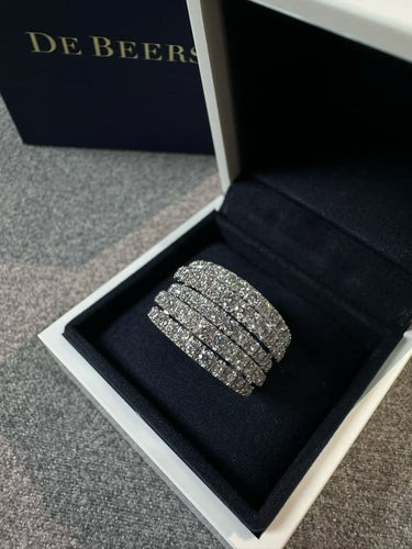 51 De Beers - Bague Five-Row en or blanc et diamants 58 Facettes jnci161