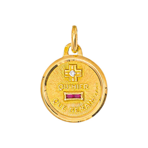 Augis - Pendentif médaille en or jaune, rubis et diamant 58 Facettes 5741765CN