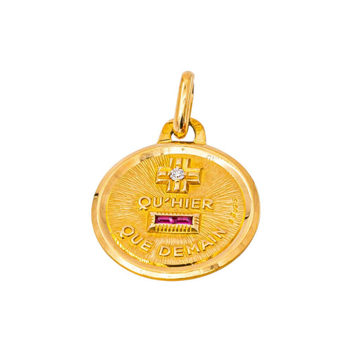 Augis - Pendentif médaille en or jaune, rubis et diamant 58 Facettes 5741765CN