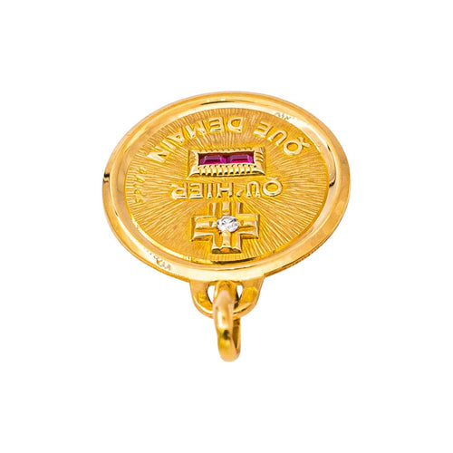 Augis - Pendentif médaille en or jaune, rubis et diamant 58 Facettes 5741765CN