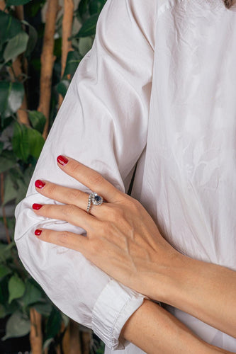 51 Bague Toi et Moi en or blanc, platine, saphir et diamants 58 Facettes 5754491CN