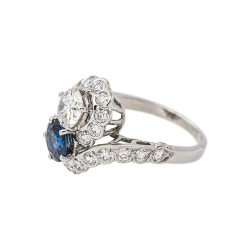 51 Bague Toi et Moi en or blanc, platine, saphir et diamants 58 Facettes 5754491CN