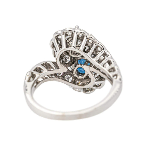 51 Bague Toi et Moi en or blanc, platine, saphir et diamants 58 Facettes 5754491CN