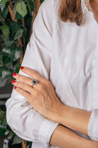 54 Pompadour - Bague en or blanc, saphir et diamants 58 Facettes 5755020CN