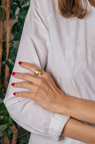 54 Bague breloques en or jaune et or blanc 58 Facettes 5762231CN