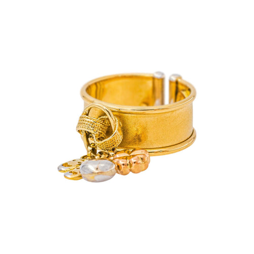 54 Bague breloques en or jaune et or blanc 58 Facettes 5762231CN