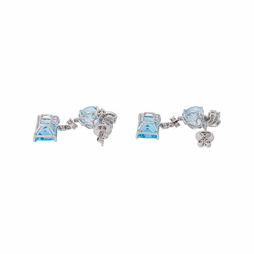 Boucles d'oreilles en or blanc, topazes bleues et diamants 58 Facettes 5867547RV