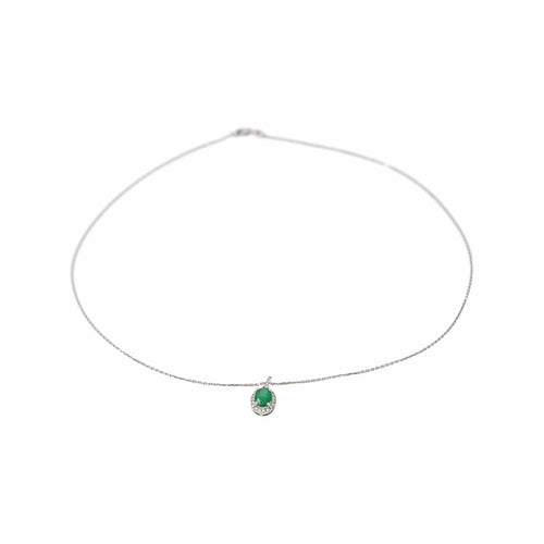 Collier pendentif en or blanc, émeraude et diamants 58 Facettes 5943459RV