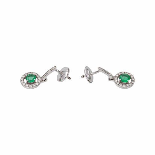 Boucles d'oreilles pendantes en or blanc, émeraudes et diamants 58 Facettes 5943460RV