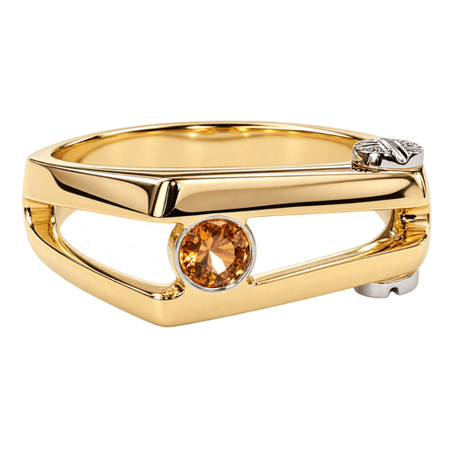 65 Bague en or 18k et saphir orange 58 Facettes S405