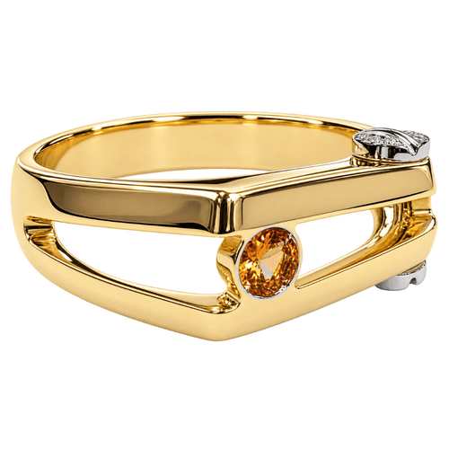 65 Bague en or 18k et saphir orange 58 Facettes S405