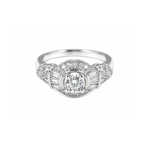 50 Bague Art déco en platine et diamants 1,10 carat 58 Facettes BD223