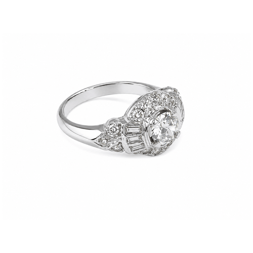 50 Bague Art déco en platine et diamants 1,10 carat 58 Facettes BD223