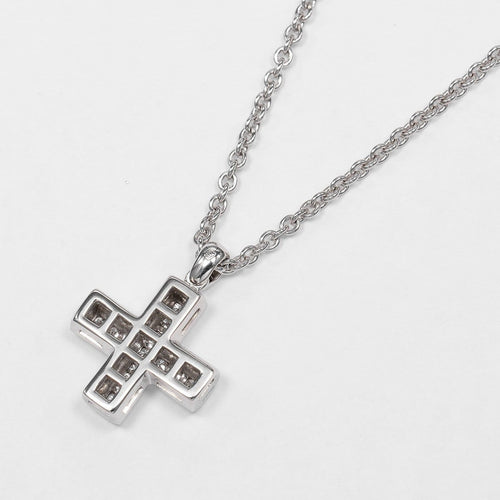 Bvlgari Greek Cross - Collier en or blanc 18K et diamants 58 Facettes pagcdnl0yz