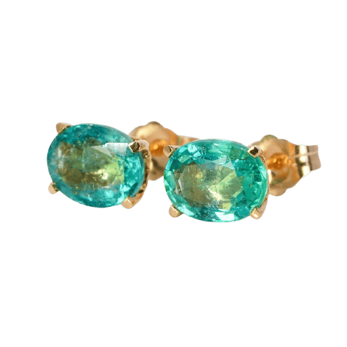 Boucles d'oreilles en or jaune 18 ct et émeraudes de Zambie