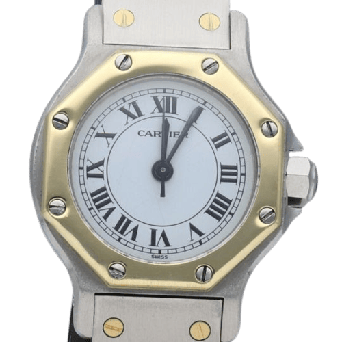 Cartier Santos Ronde Octagon - Montre en or jaune et acier