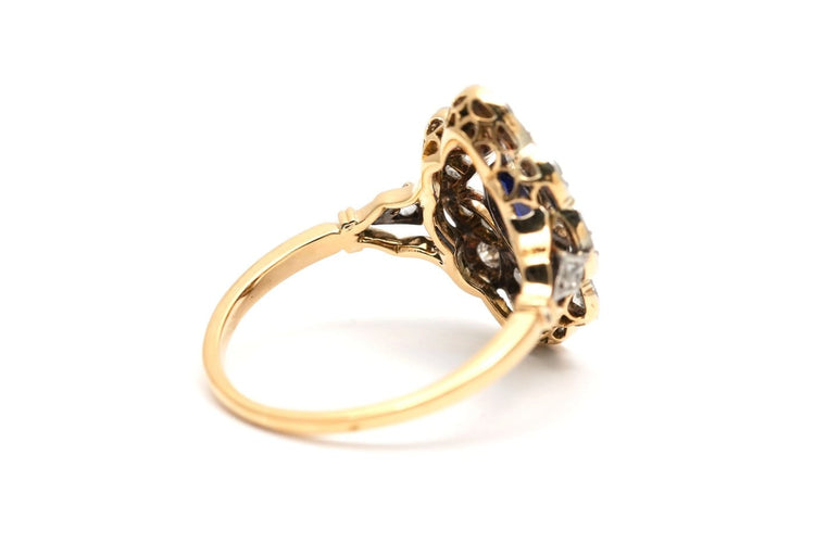 51 Art déco - Bague en or jaune 18 carats, saphir et diamants 58 Facettes B900