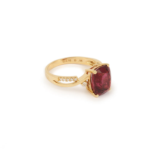 Bague 54 Rubellite - Bague en or jaune 18 carats et diamants 58 Facettes B360
