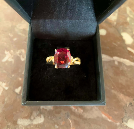 Bague 54 Rubellite - Bague en or jaune 18 carats et diamants 58 Facettes B360