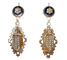 Napoléon III - Pendants d’oreilles en or rose et jaune, onyx et perles fines