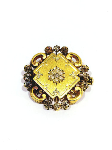 Broche en or rose, perles et diamants 58 Facettes 1812609