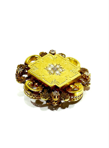 Broche en or rose, perles et diamants 58 Facettes 1812609